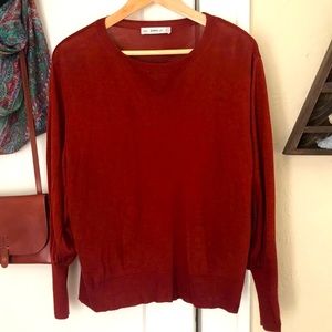 NEW Zara Rust Dolman Sleeve Knit Sweater Top S